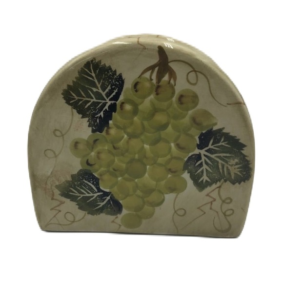 Tabletops Unlimited Cabernet Handpainted Collection Ceramic Napkin Holder Grapes - Picture 1 of 11